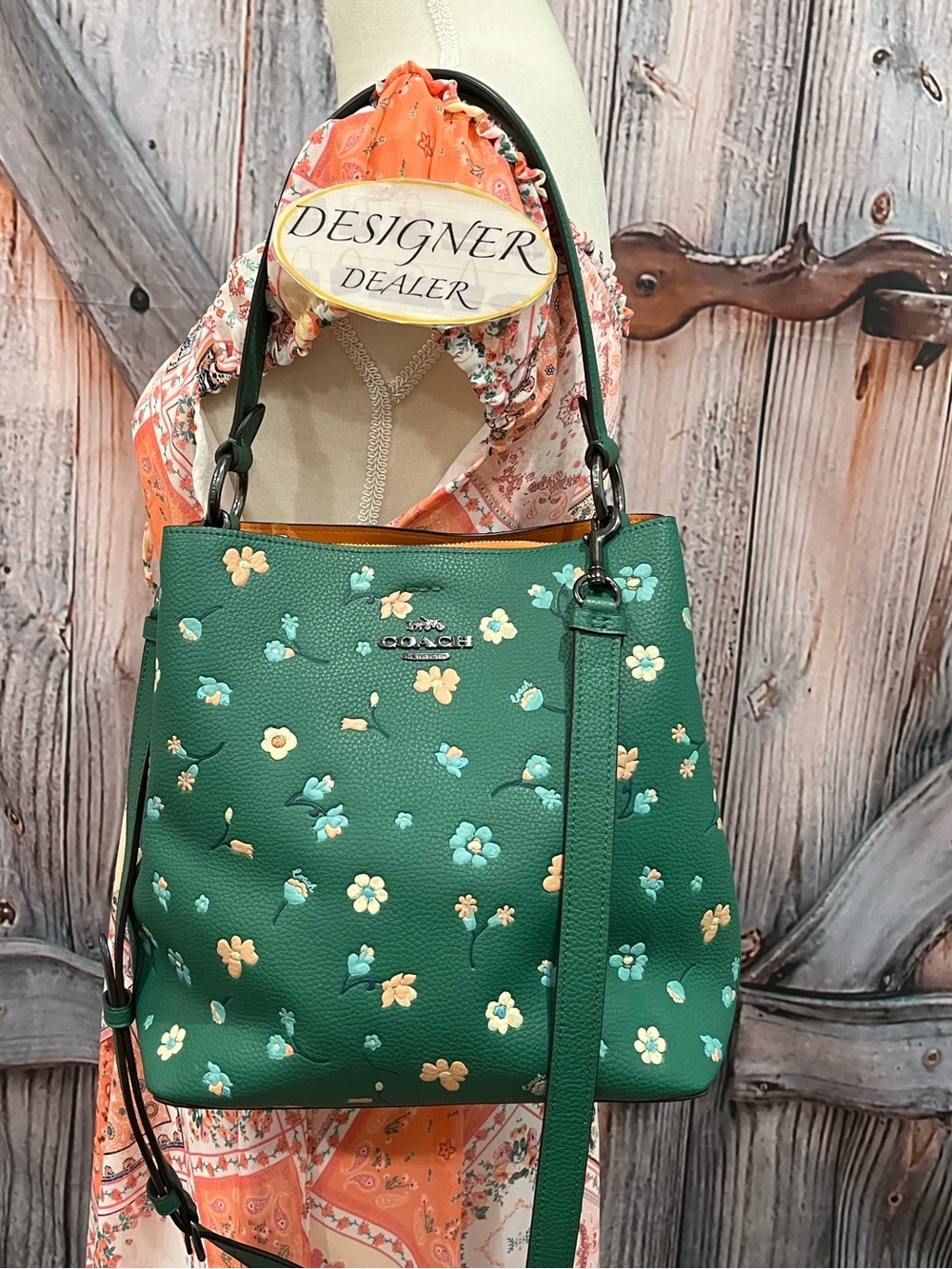 COACH Town Mystical Floral  Leather Bucket Bag C8214 - Picture 2 of 12